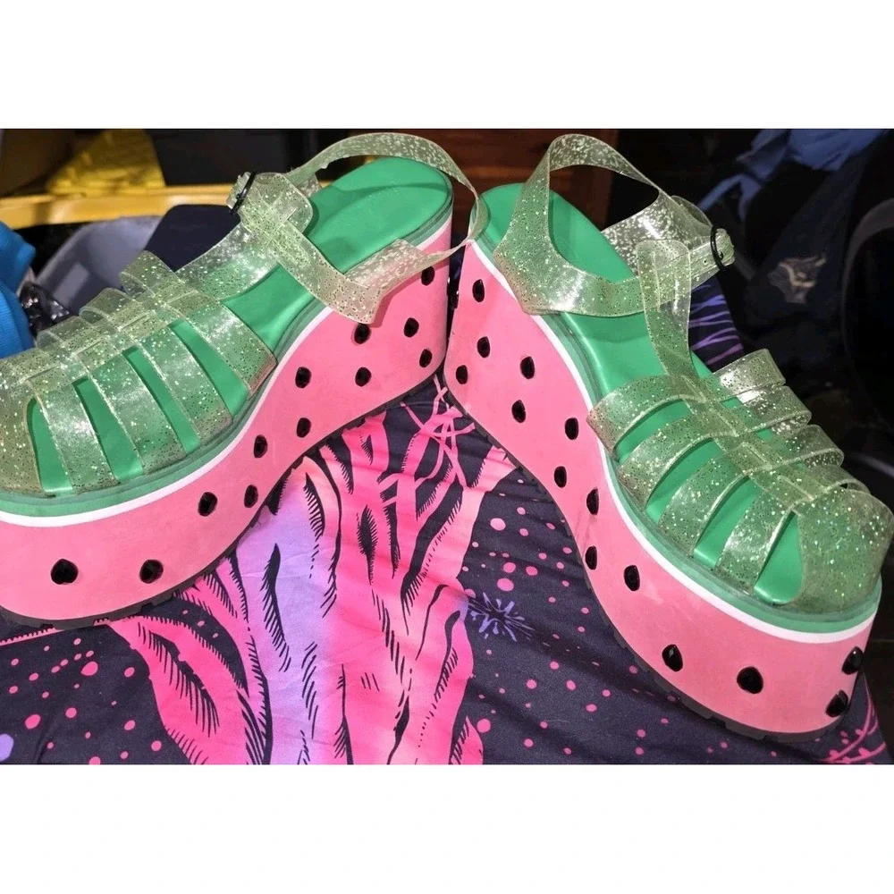 Sugar Thrillz Dolls Kill Watermelon Platform Jelly Shoes Size 11m
